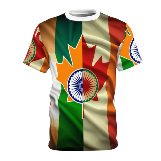 Cultural Unity Unisex Cut & Sew Tee – Celebrate Diversity with Canada-India Flag Design