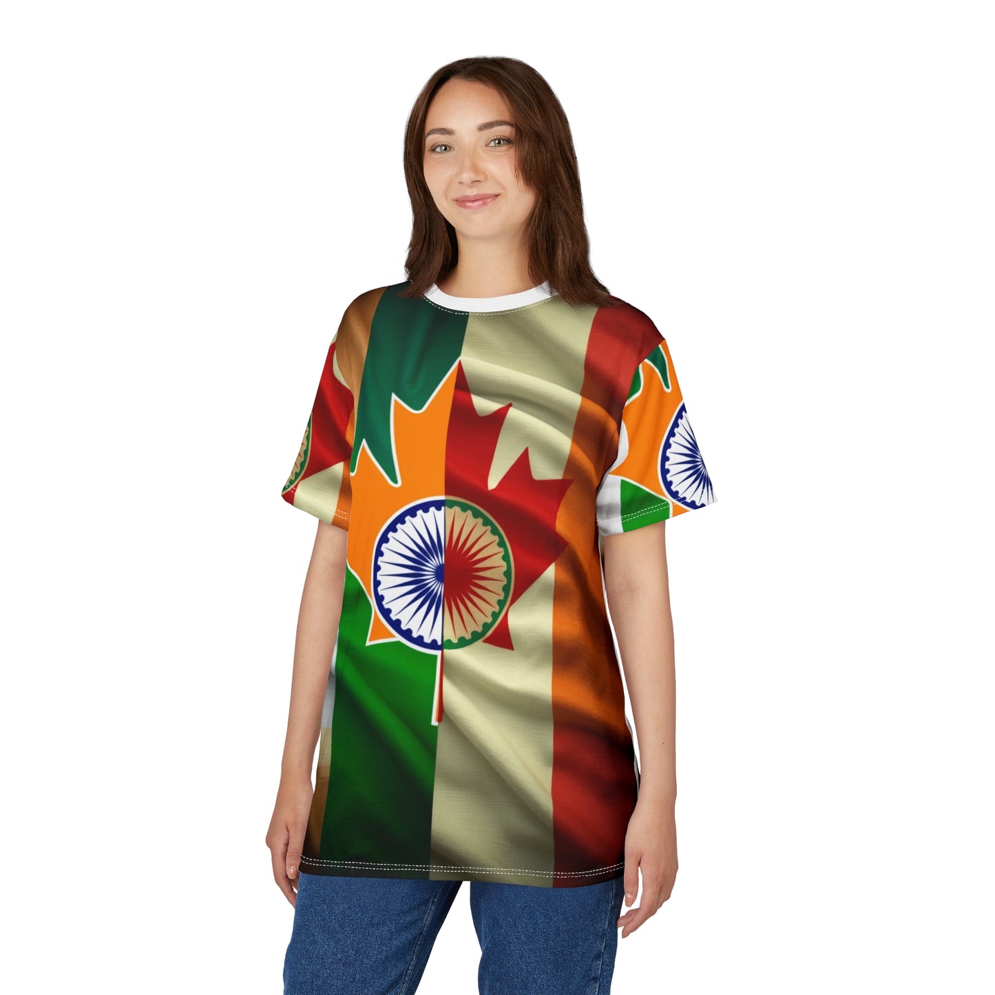 Cultural Unity Unisex Cut & Sew Tee – Celebrate Diversity with Canada-India Flag Design