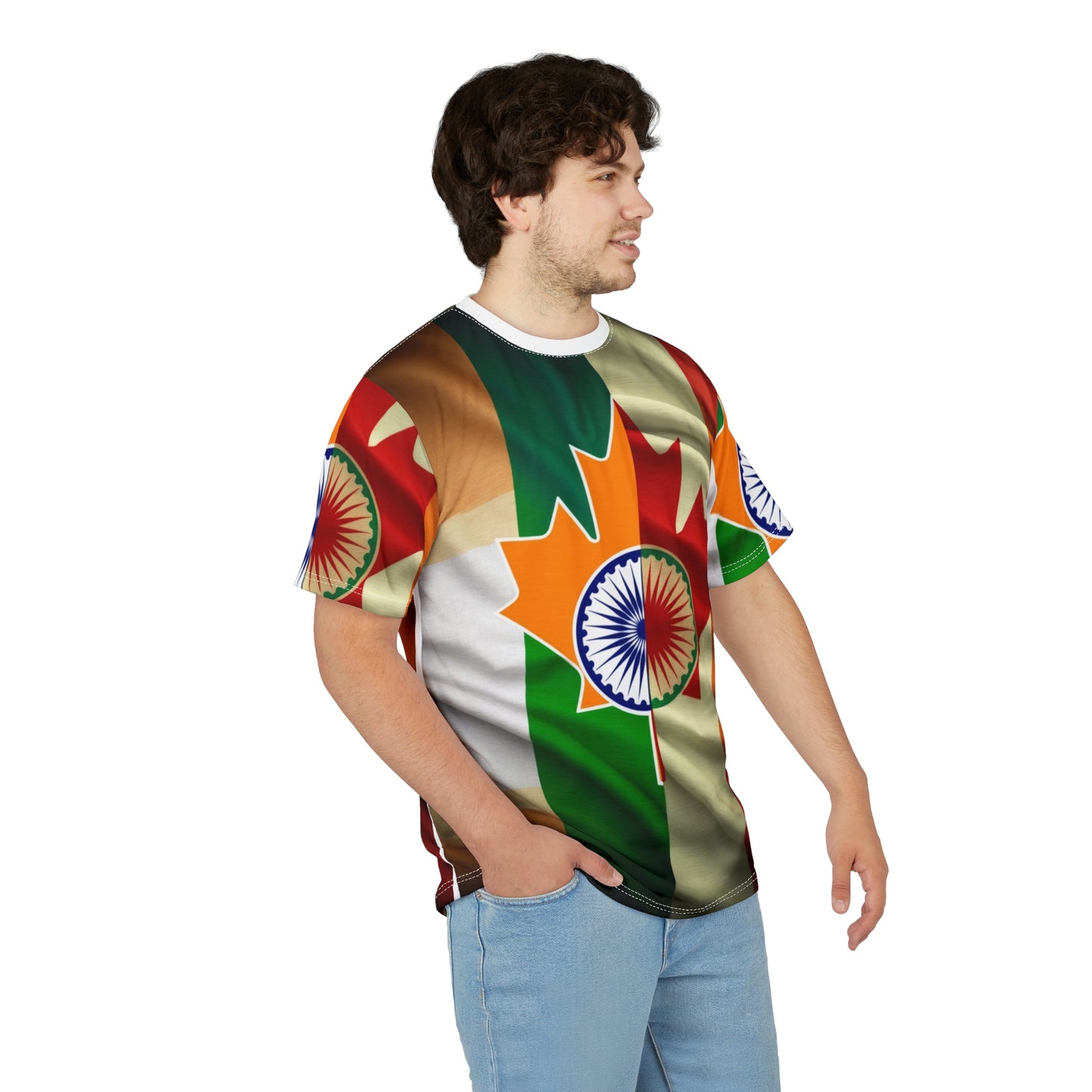 Cultural Unity Unisex Cut & Sew Tee – Celebrate Diversity with Canada-India Flag Design