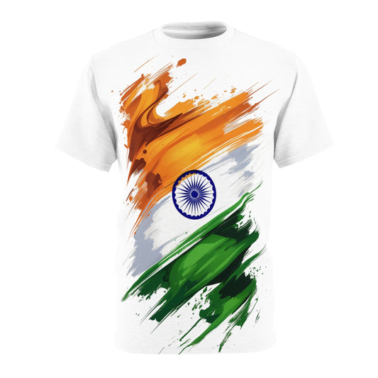 Unisex Indian Flag Cut & Sew Tee - Celebrate Heritage & Unity