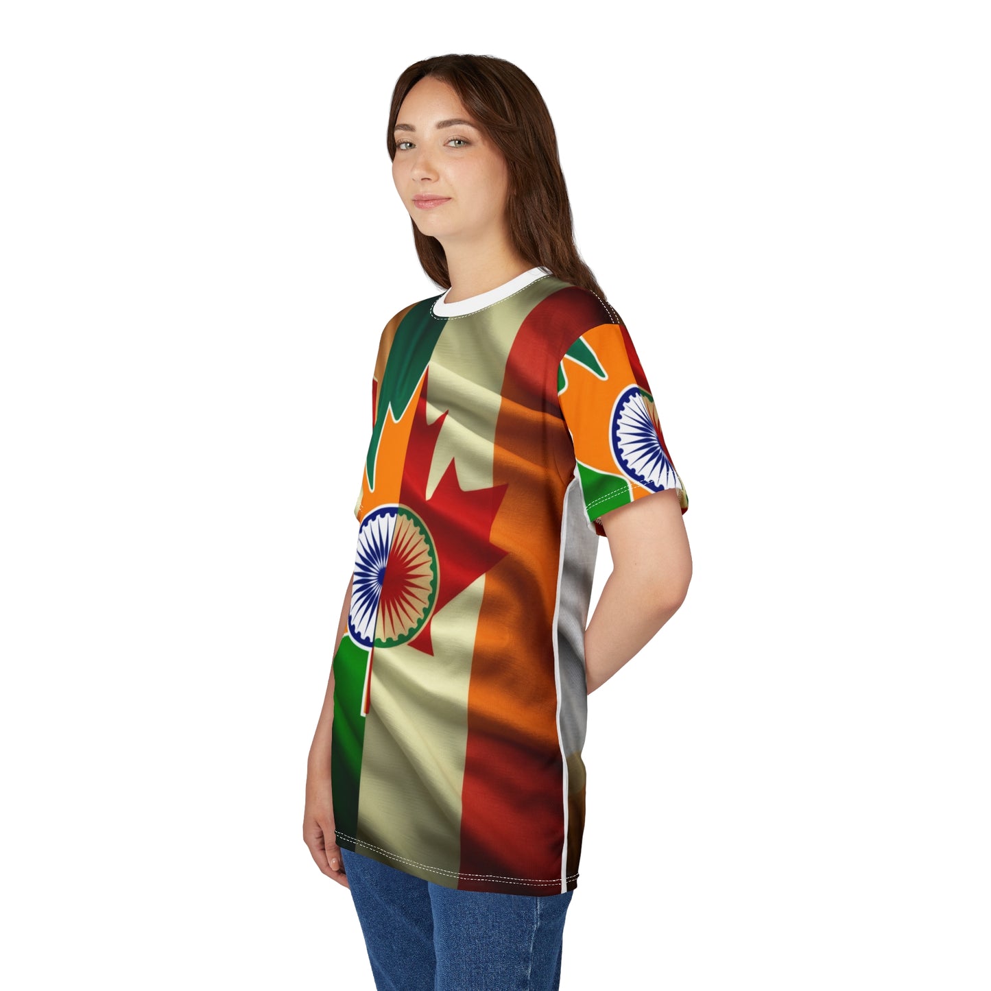 Cultural Unity Unisex Cut & Sew Tee – Celebrate Diversity with Canada-India Flag Design