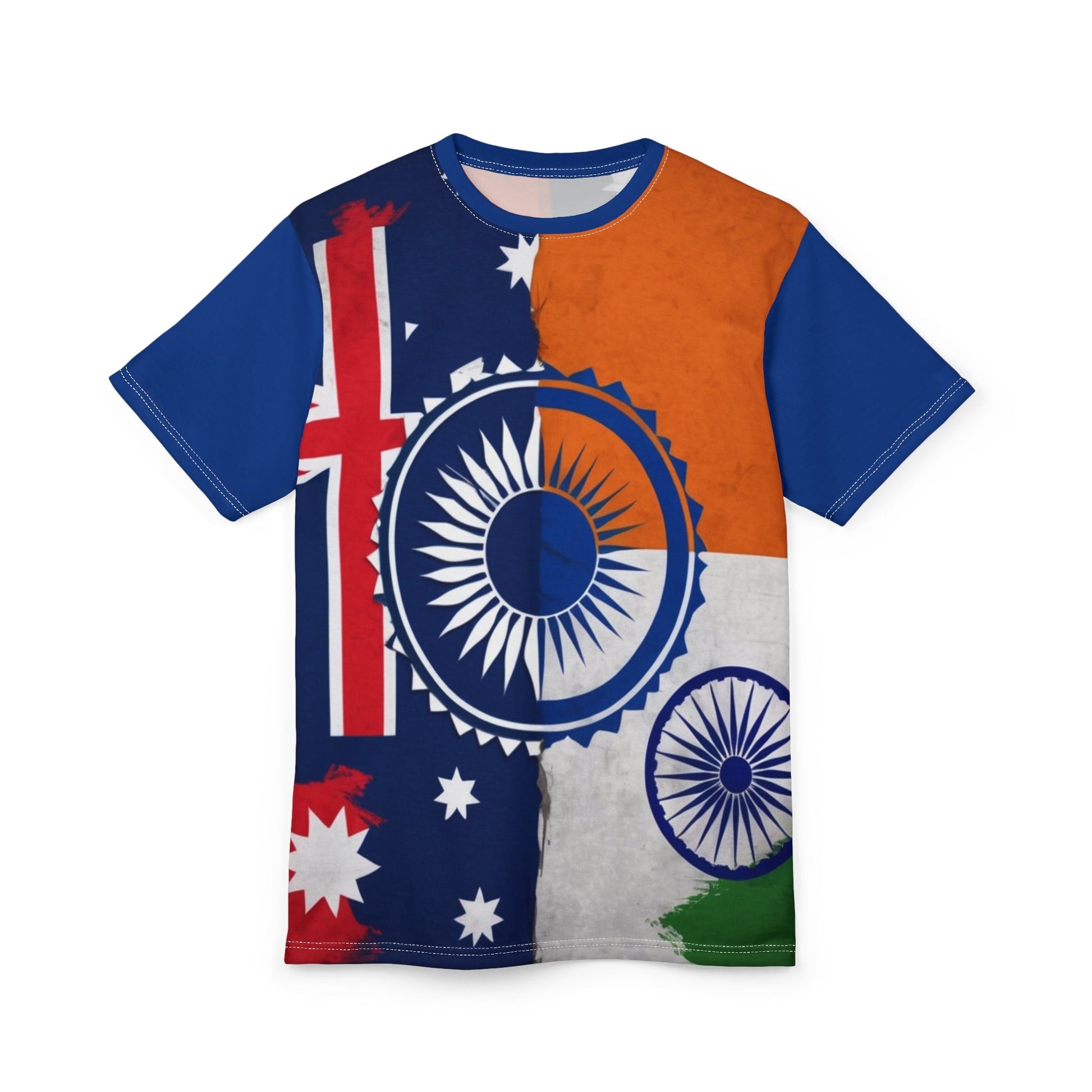 Patriotic Unisex Cut & Sew Tee - Australian and Indian Flag Design - UrOwnIdentity