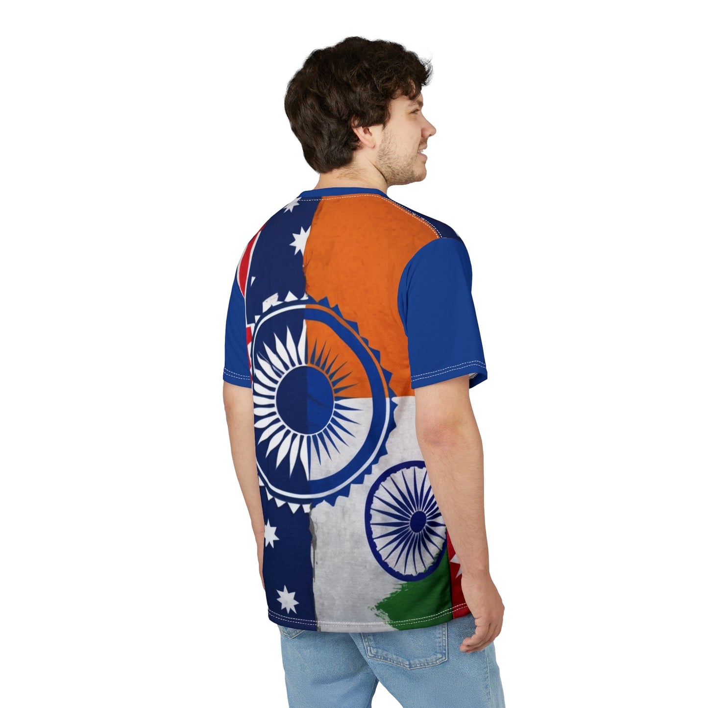 Patriotic Unisex Cut & Sew Tee - Australian and Indian Flag Design - UrOwnIdentity