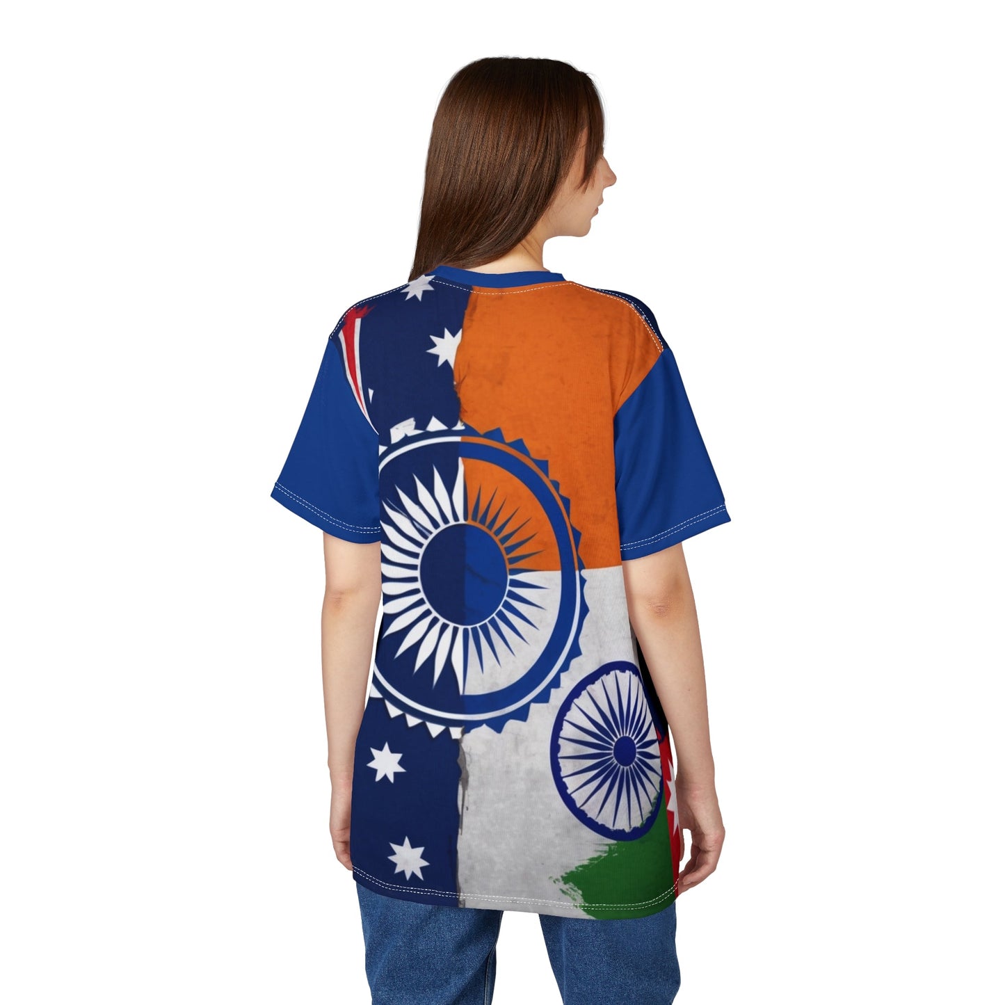 Patriotic Unisex Cut & Sew Tee - Australian and Indian Flag Design - UrOwnIdentity