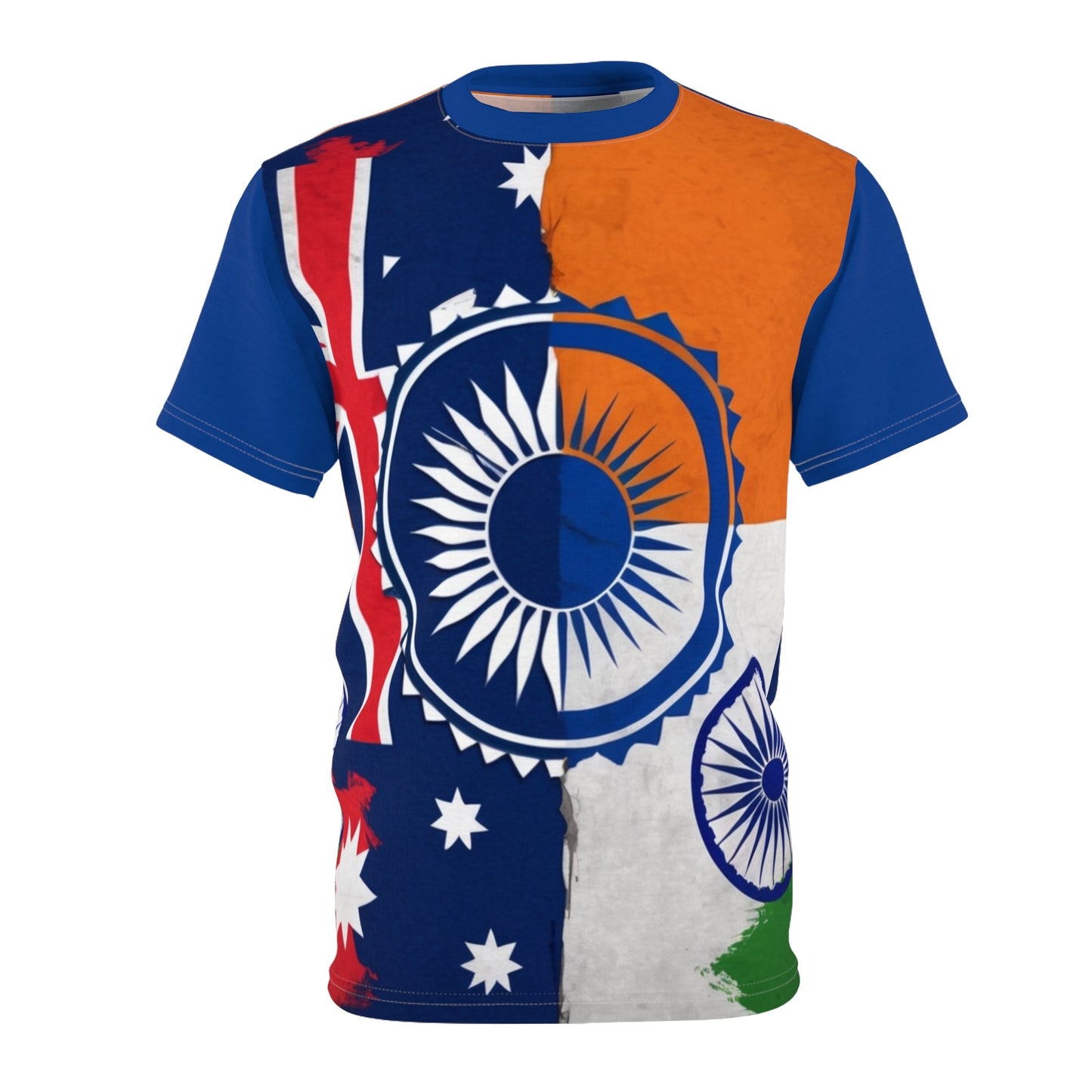 Patriotic Unisex Cut & Sew Tee - Australian and Indian Flag Design - UrOwnIdentity